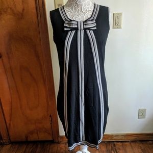 Adrienne Vittadini Black and Grey Bow Dress